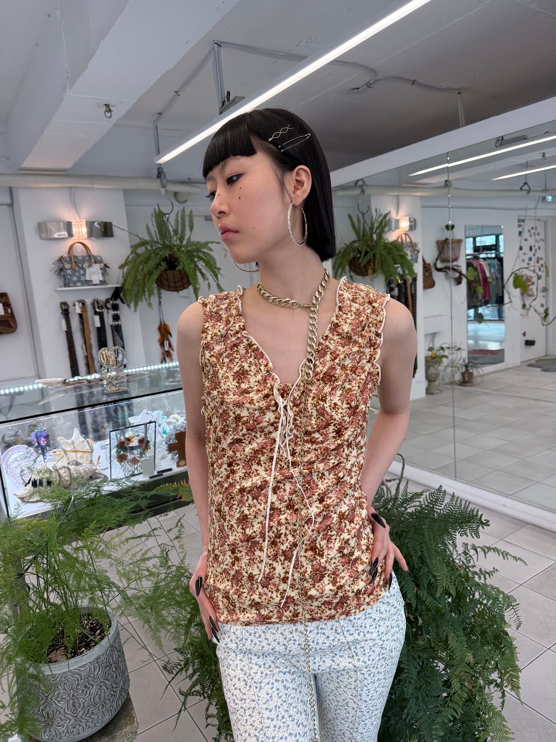 velour floral top 상품이미지1