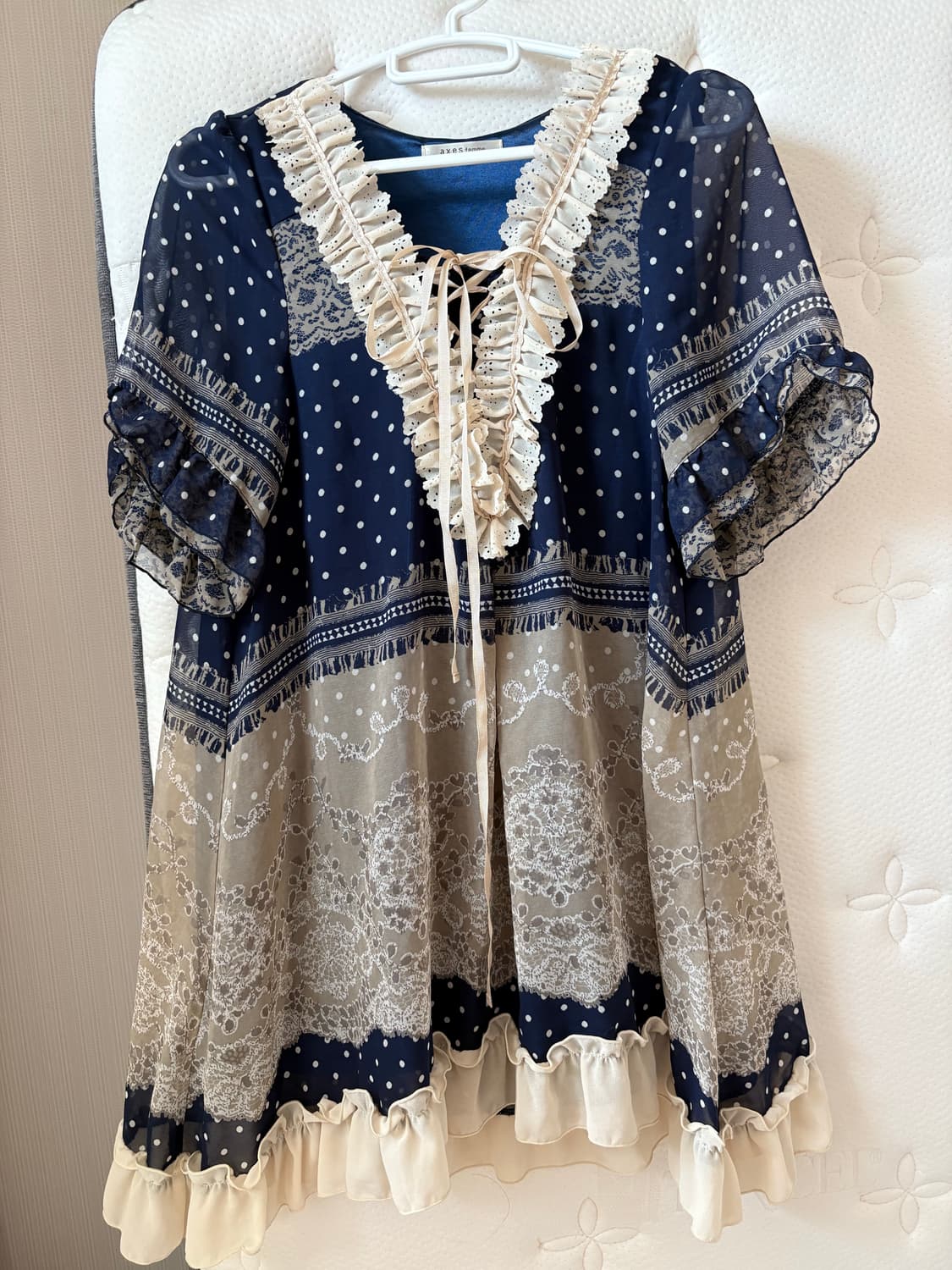 엑시즈팜 아일렛 대장 도트 반팔원피스 상품이미지1