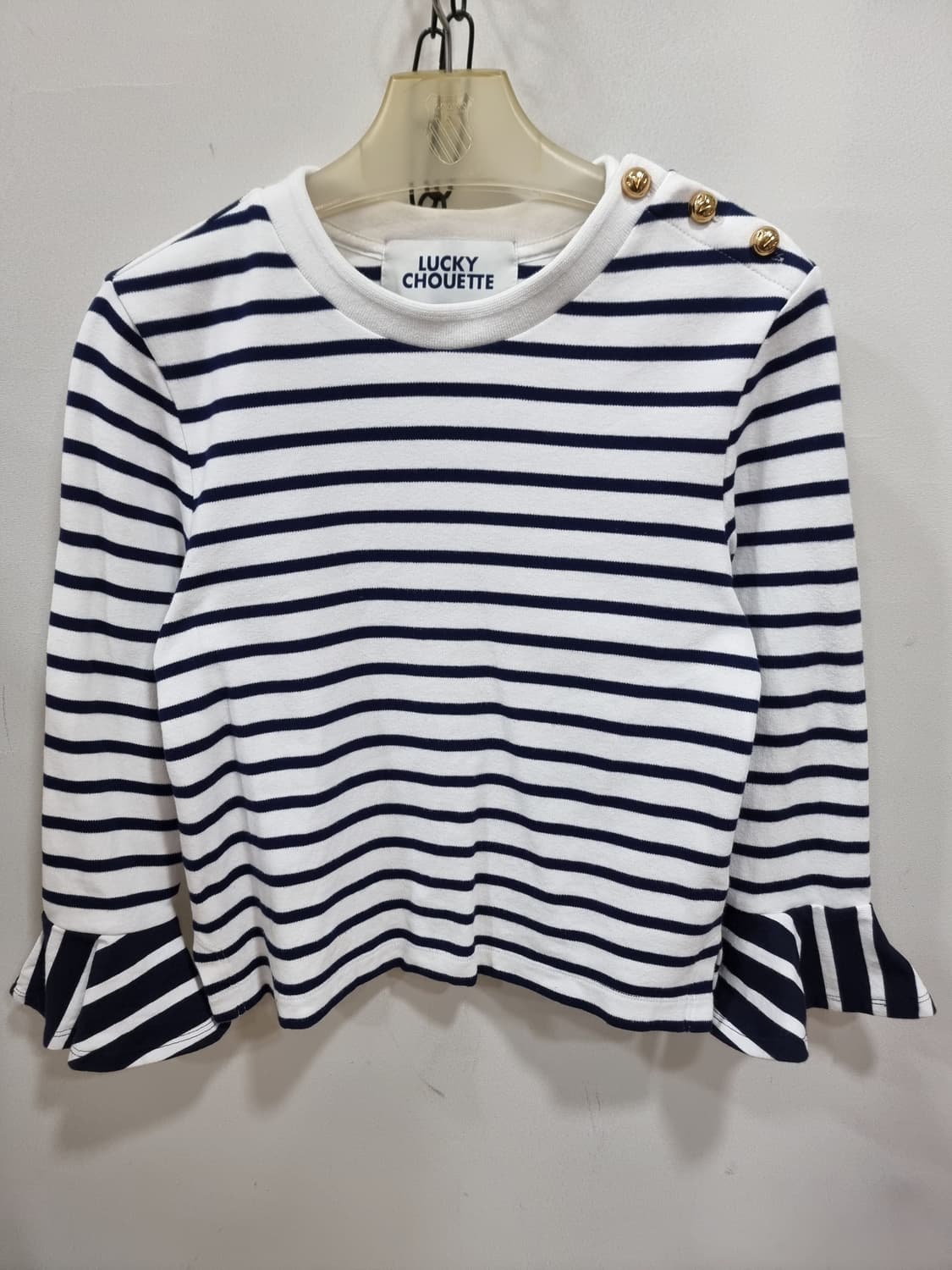 럭키슈에뜨 소매 페블럼 스트라이프 티셔츠 (C825 상품이미지1