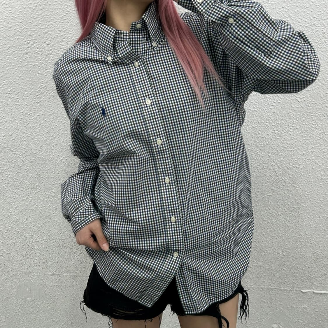 폴로 랄프로렌 네이비포니 고방체크 셔츠 M 상품이미지1