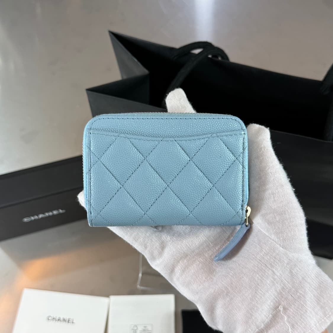 [정품] 샤넬 클래식 스카이블루 카드지갑 풀구성품 상품이미지3