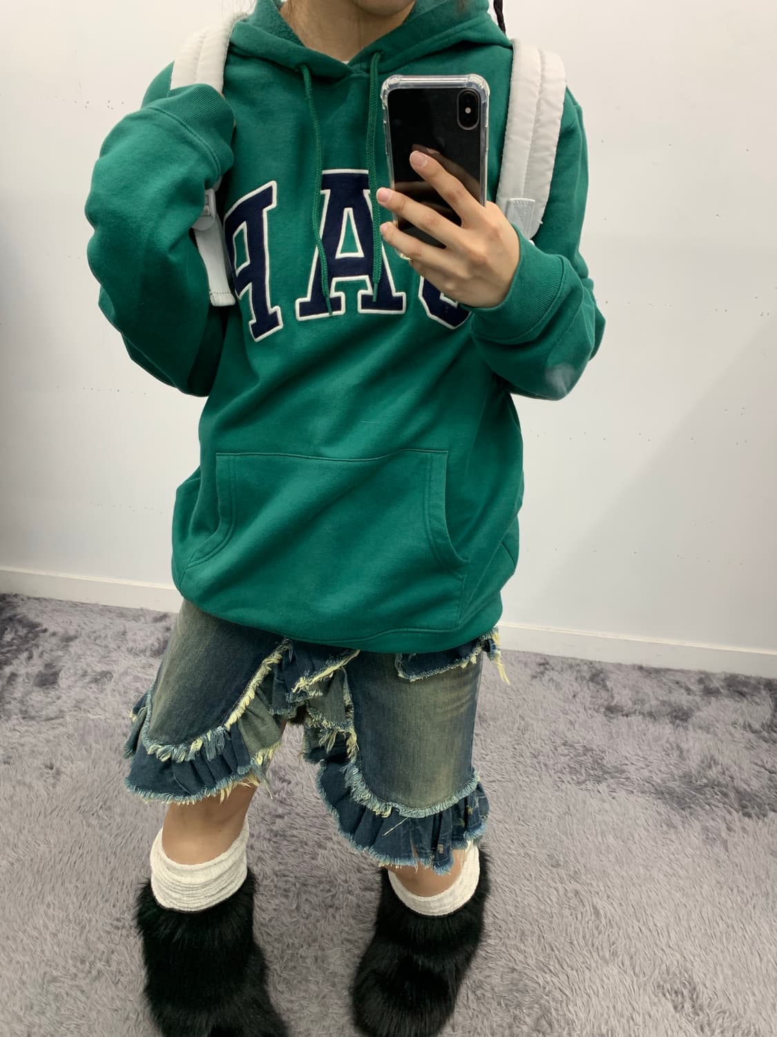 러플 디테일 워싱 미디 스커트 상품이미지3