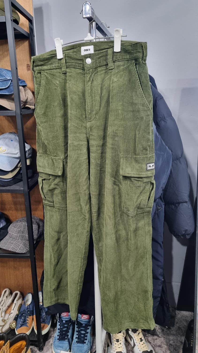 오베이 (obey) 코듀로이팬츠(겨울용 골덴바지) 카고 카키 32size 상품이미지1