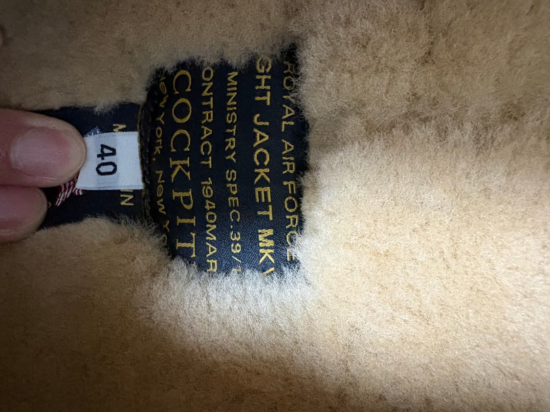 콕핏 raf 무스탕 z2109 40사이즈 새상품 상품이미지3