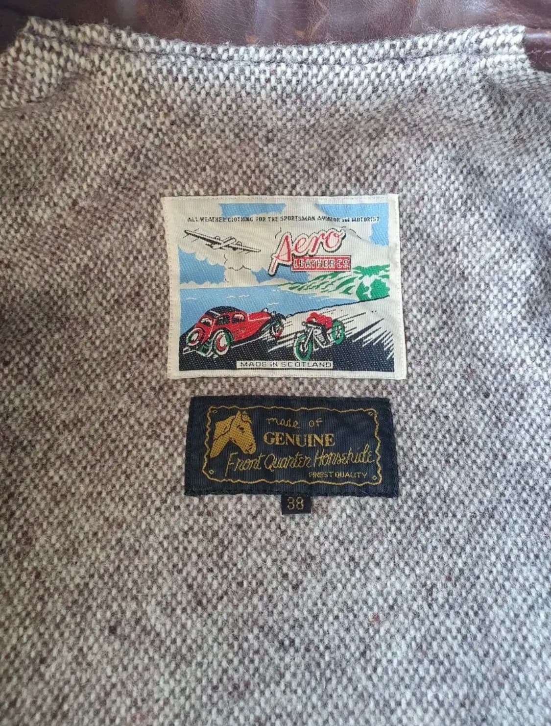 에어로레더 하프벨트 홀스하이드(말가죽) 자켓 38   상품이미지8