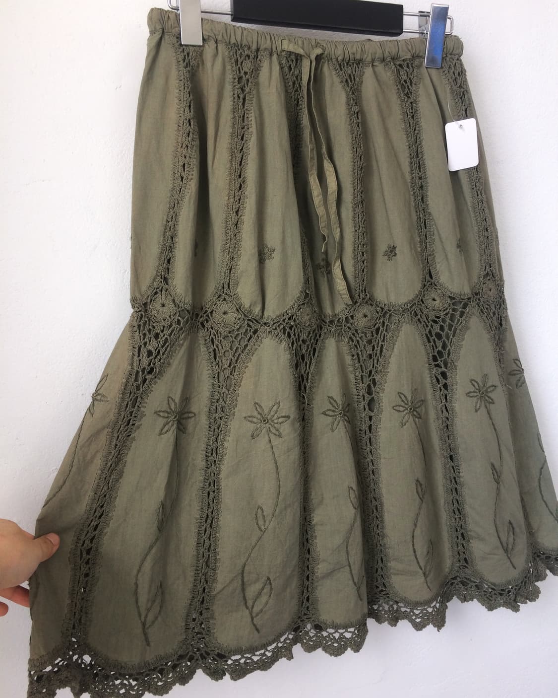 Crochet layer embroidery midi skirt 상품이미지3