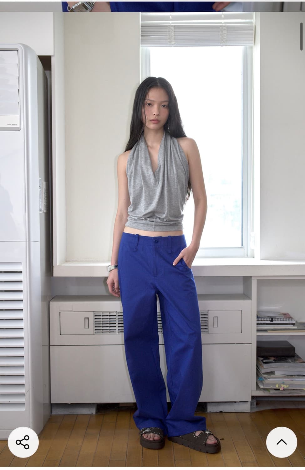 오버듀플레어 드레이프 홀터 나시 탑(그레이) 상품이미지7
