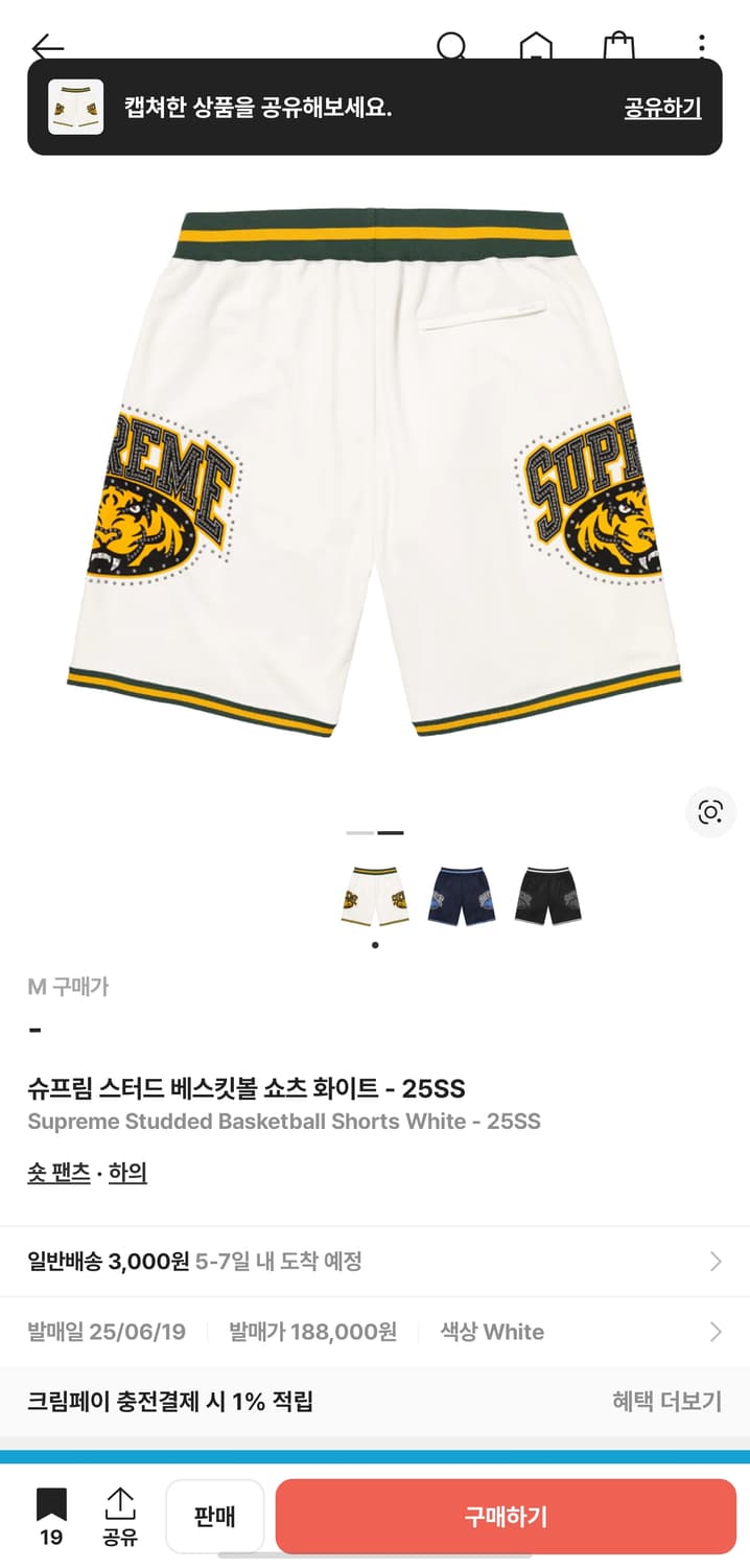 (올데프 타잔착용) 슈프림 숏츠 25 ss 상품이미지2