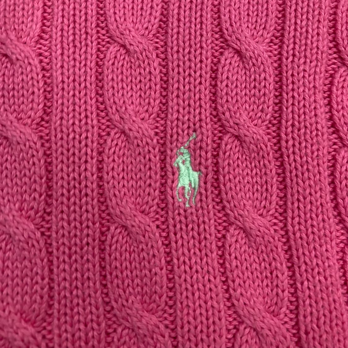 폴로 랄프로렌 핑크 컬러 스몰 포니 꽈배기 니트 상품이미지2