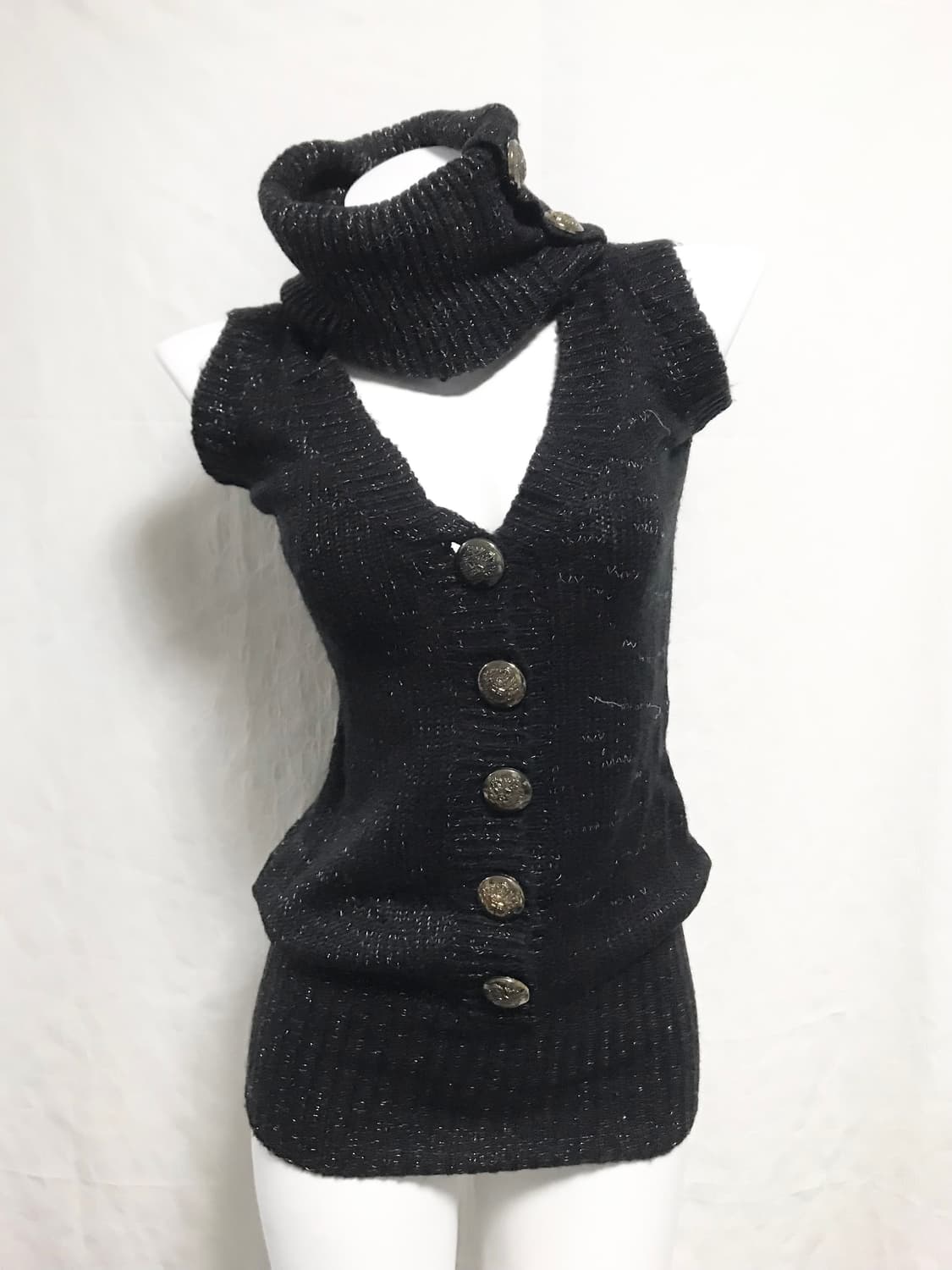 택포•빈티지 마즈 ma*rs 갸루 금장 하이넥 글리터 니트 원피스 탑 상품이미지2