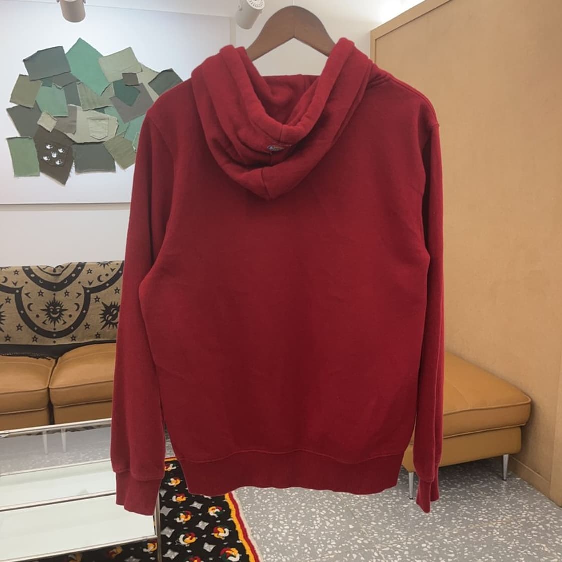 디키즈 레트로 캐주얼 버건디와인 기모 후드티 M C07404 상품이미지4