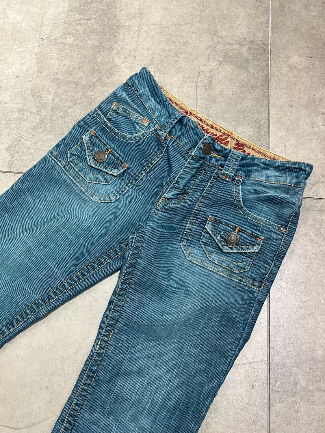 일본 빈티지 블루 골덴 로우웨스트 슬림핏 팬츠 상품이미지4