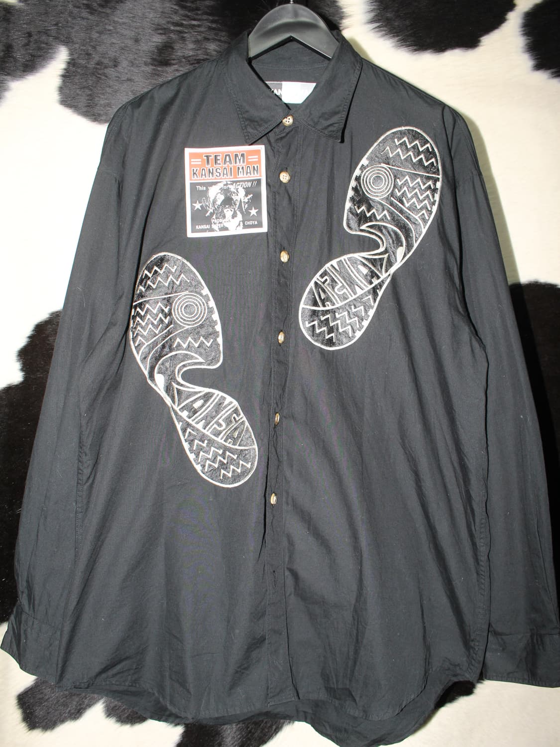 Old Kansai Man Big Patch Black Shirts  상품이미지2