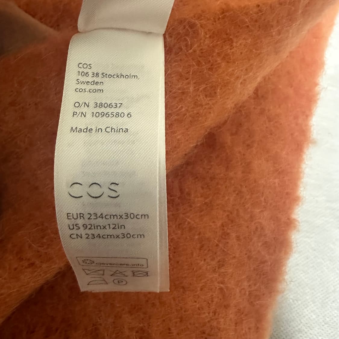 Cos 오버사이즈 알파카 혼방 스카프 브라이트 오렌지팝니다 상품이미지4