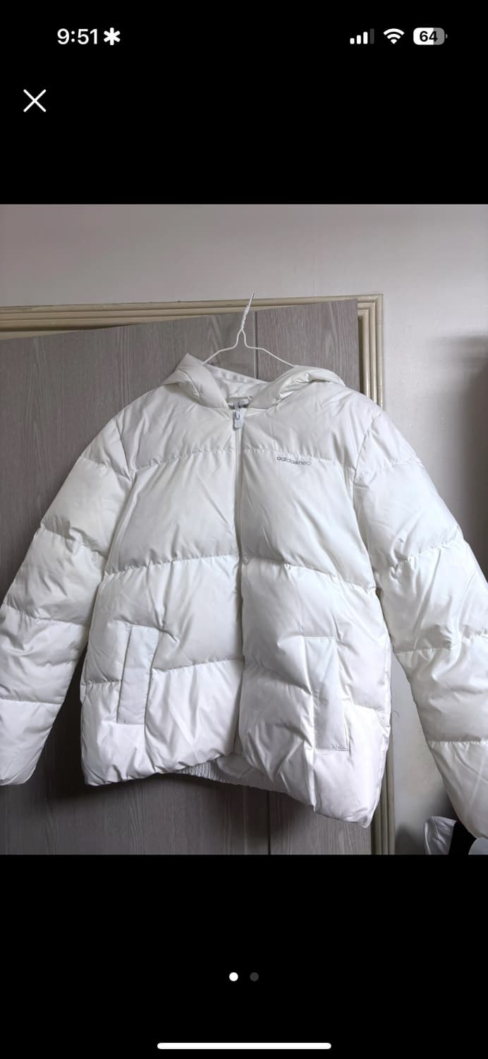 (새상품) 아디다스 네오 화이트 흰색 숏패딩 상품이미지1