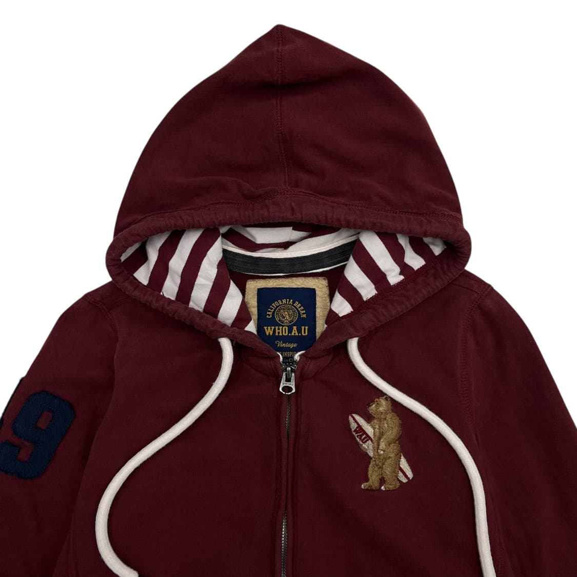 후아유 곰돌이 패치 버건디 후드집업 S 상품이미지4