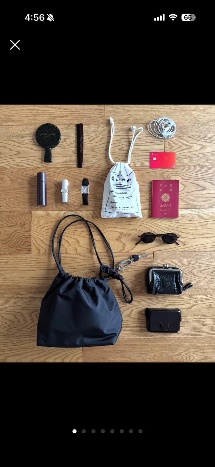 일본 브랜드 poik 블랙 드로스트링 숄더백 상품이미지1