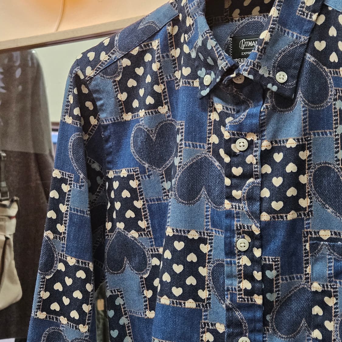 짓먼 브로스 × 오프닝세레모니 하트 패치워크 셔츠 85~90 상품이미지3