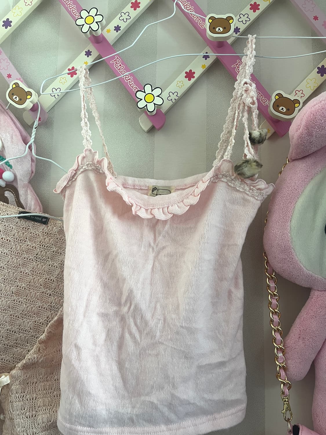 빈티지 리즈리사 고전 캐미솔호피폼폼이슬리브리스코디세트엑시즈팜 상품이미지5