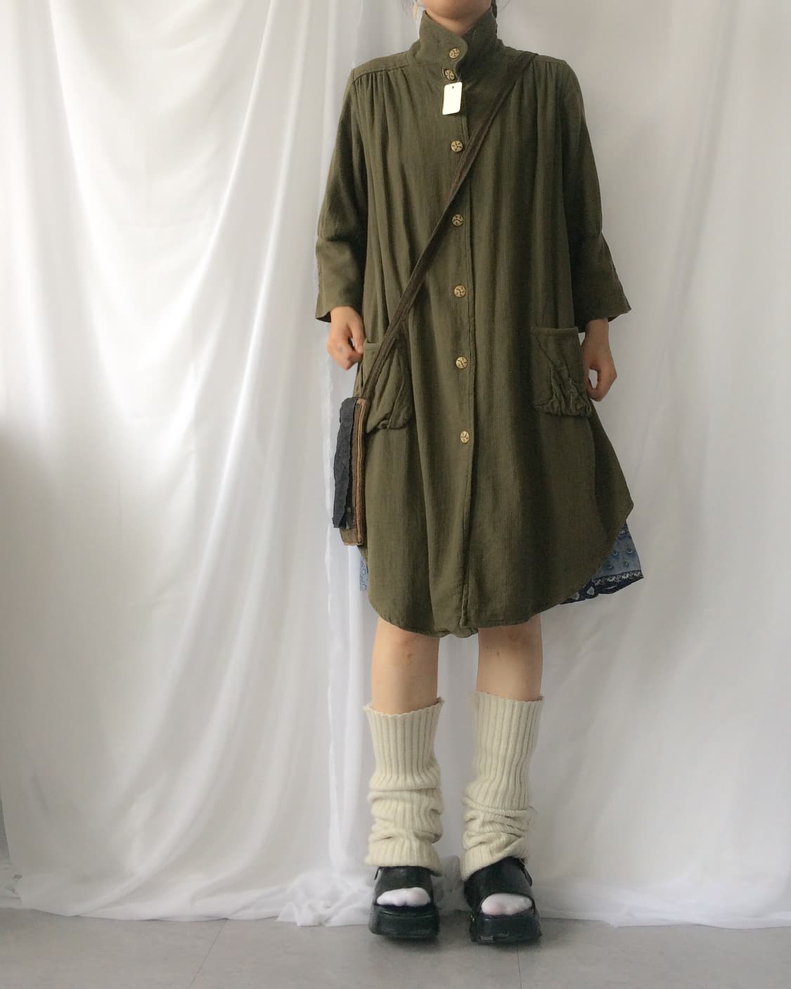 Embroidery point high neck long jacket 상품이미지1