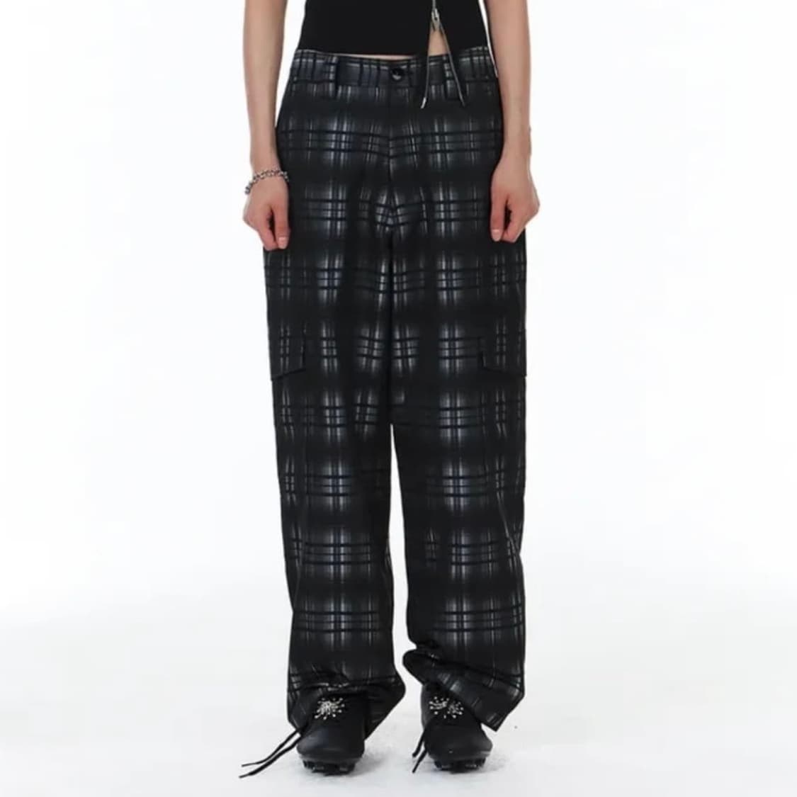 윤세 체크 카고팬츠 1사이즈 상품이미지2