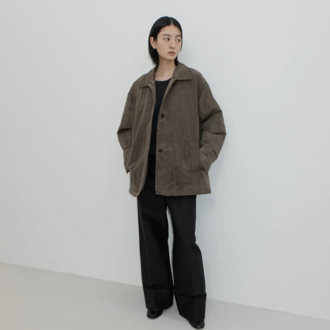 Gbh apparel collar fur coat Khaki 상품이미지2