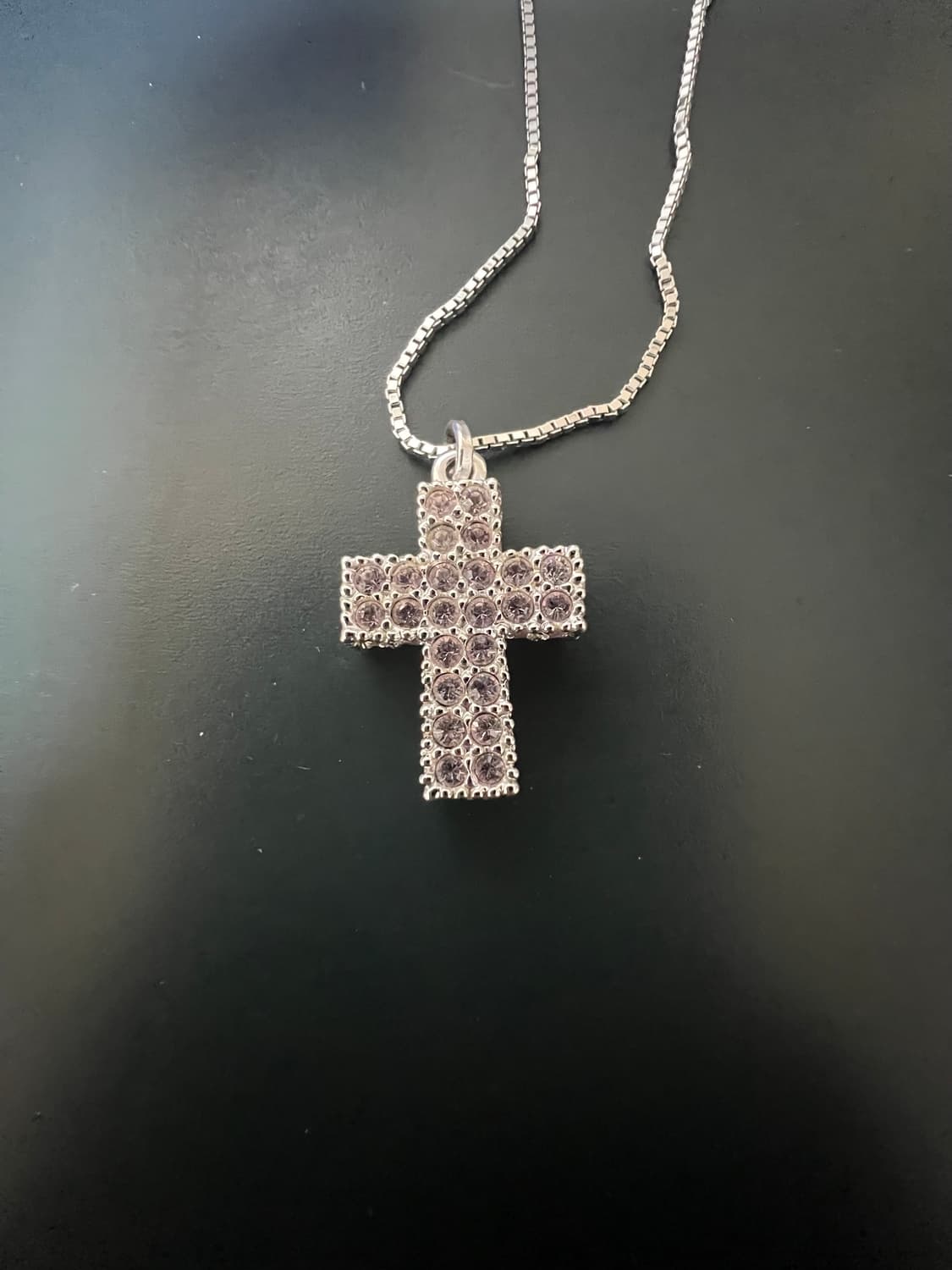 스와로브스키 핑크 십자가 목걸이 상품이미지2
