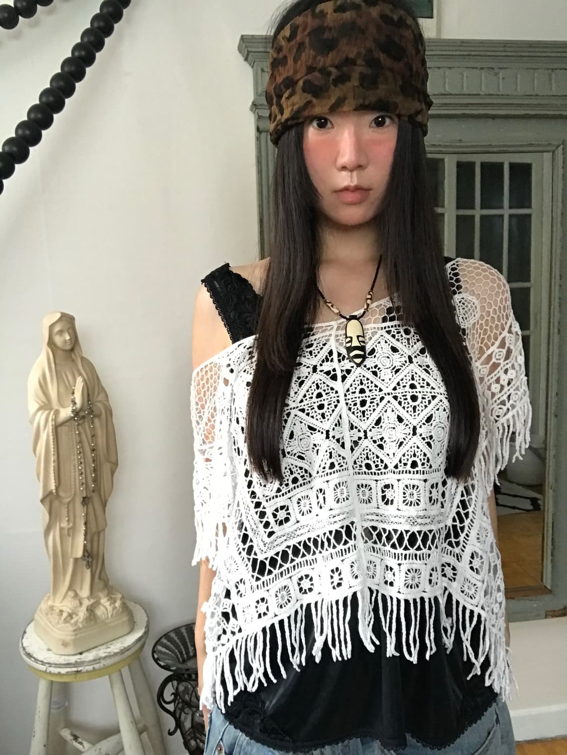 vintage net fringe top 상품이미지3