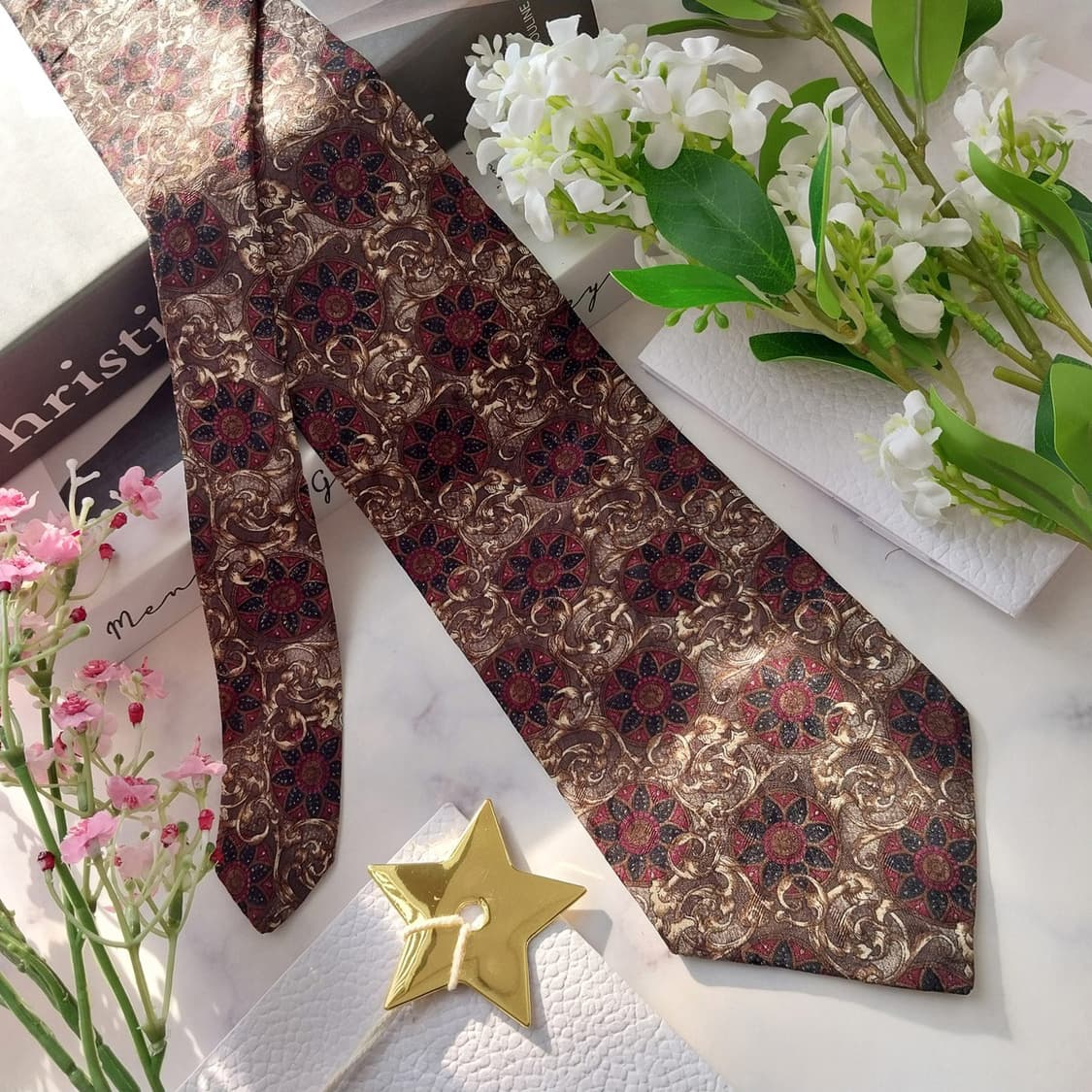 크리스찬 디올 브라운 바로크 패턴 넥타이 9.6cm A+등급 K1536
 상품이미지3