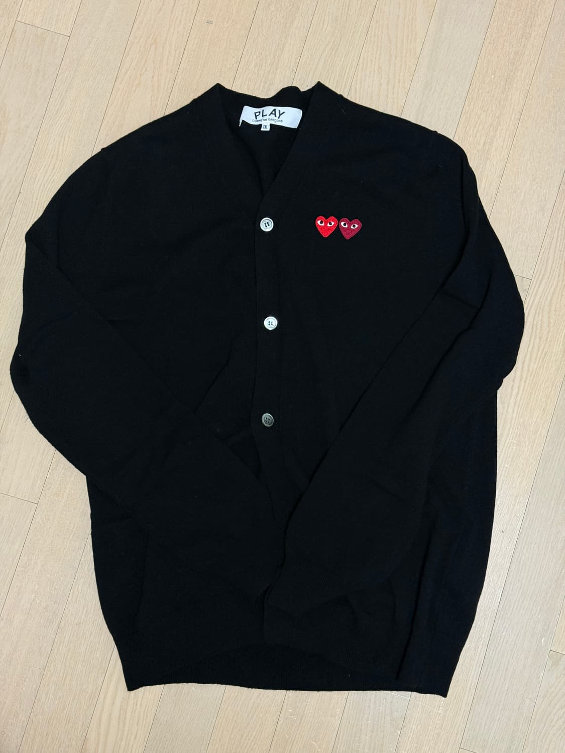 꼼데가르송 / 유니섹스 브이넥 가디건 / 블랙 / 2XL 상품이미지1