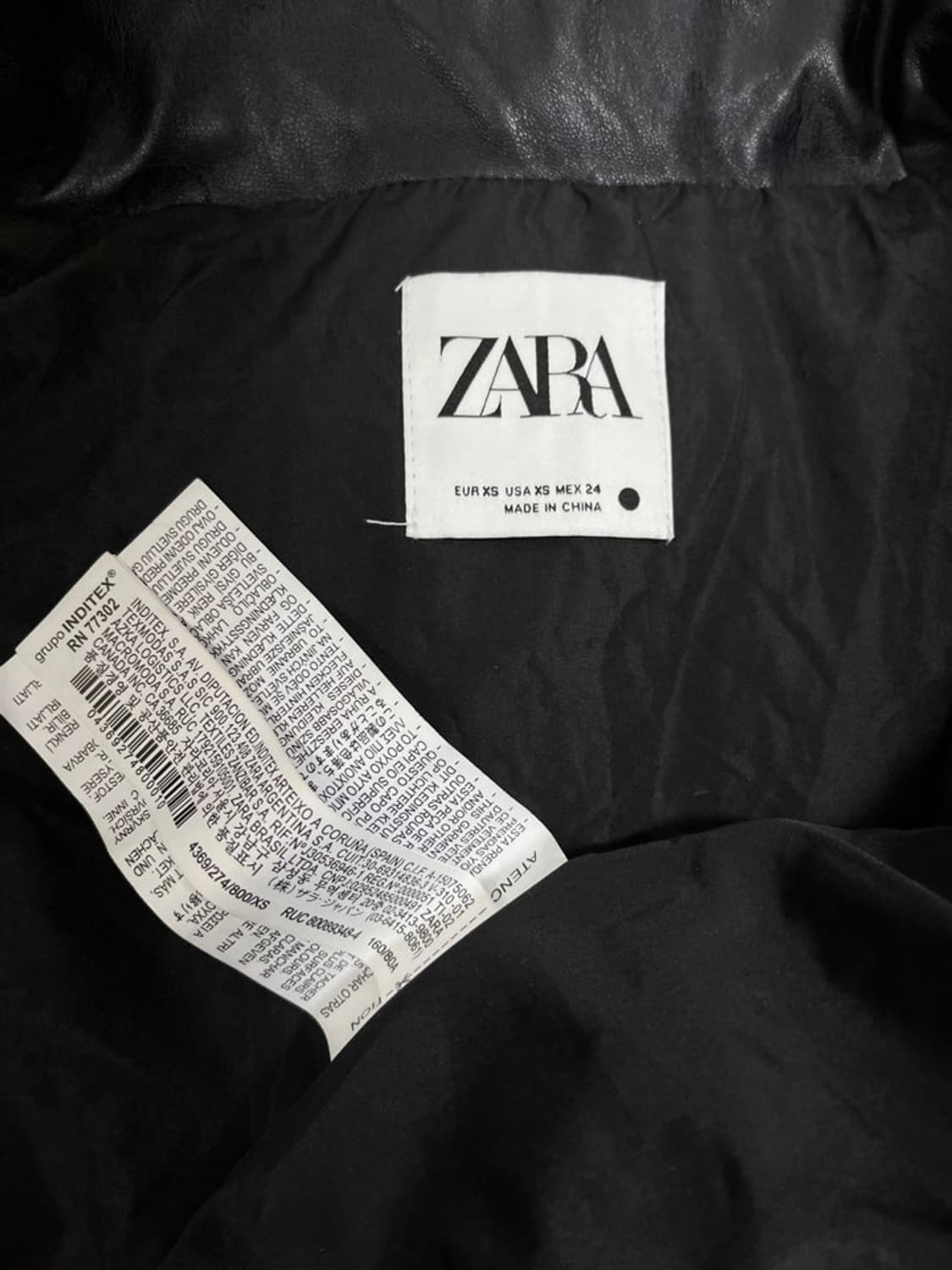 자라 세미크롭 레더 푸퍼 패딩/#2764 상품이미지6