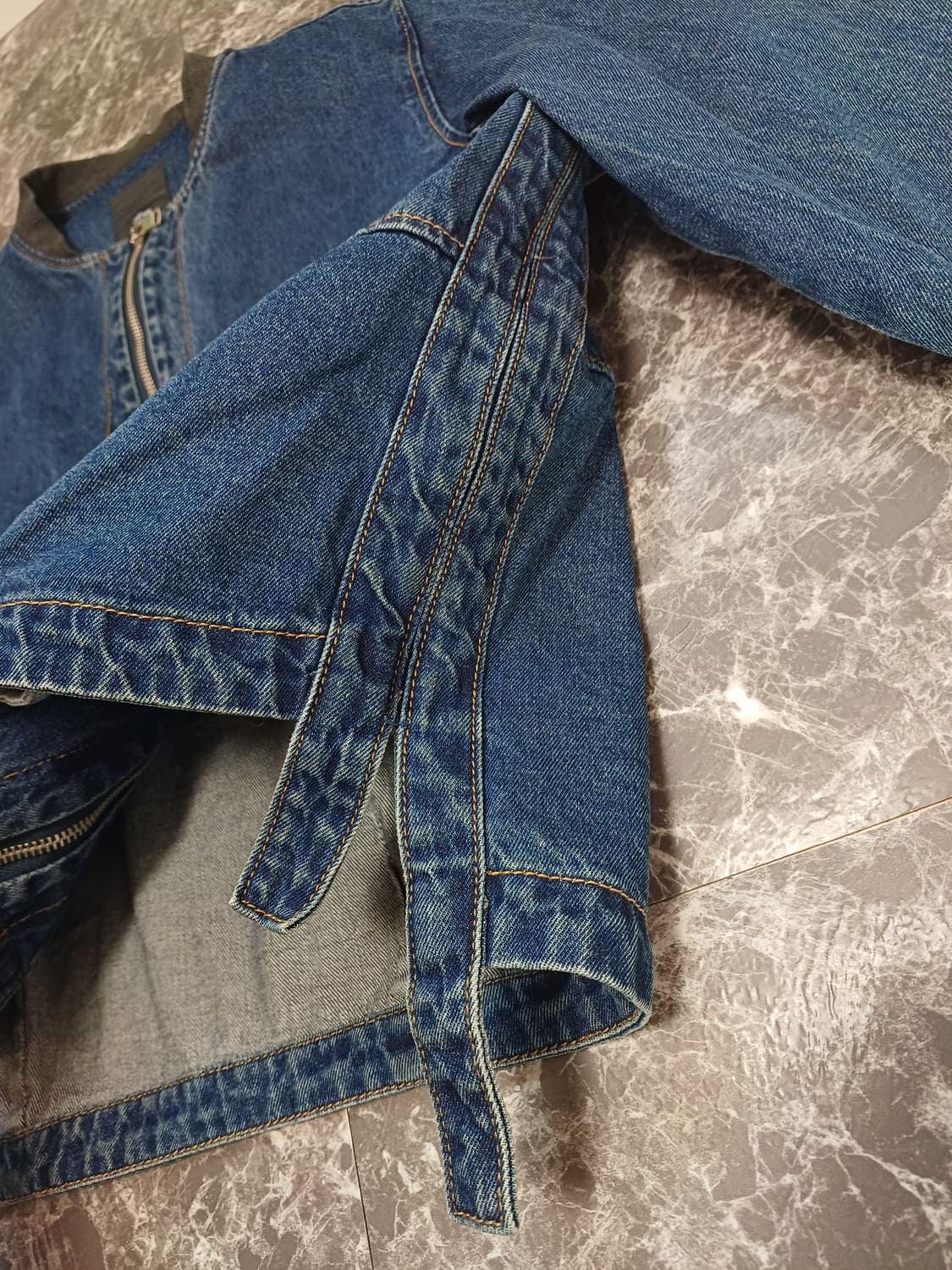 진청 데님 노카라 크롭 자켓  상품이미지6