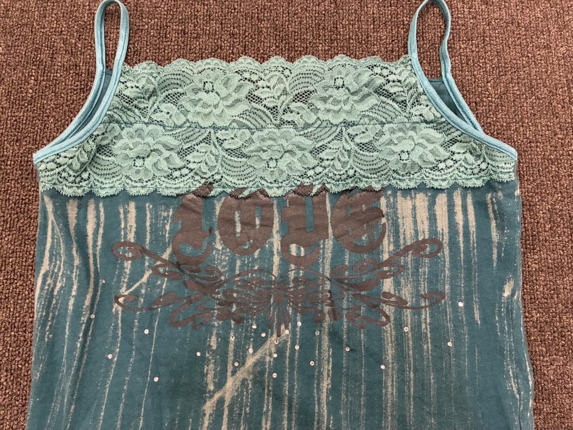 M)Japanese vintage 여성 스톤 디테일 꽃 레이스 슬리브리스 상품이미지3