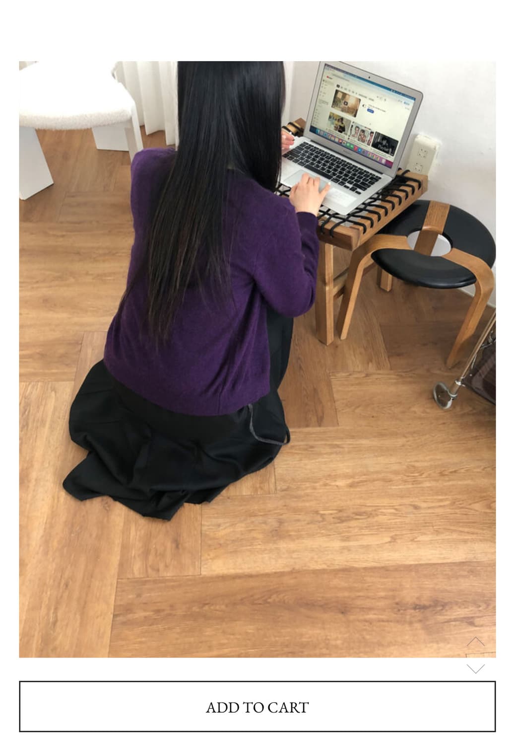 울 라운드 가디건 퍼플 상품이미지1