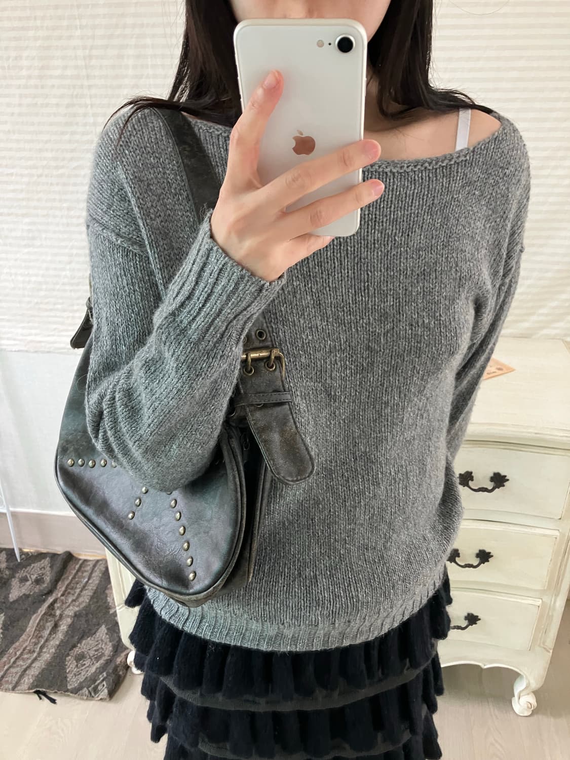 jpn vintage 차콜 니트 y2k 스트릿 갸루 펑키  상품이미지2
