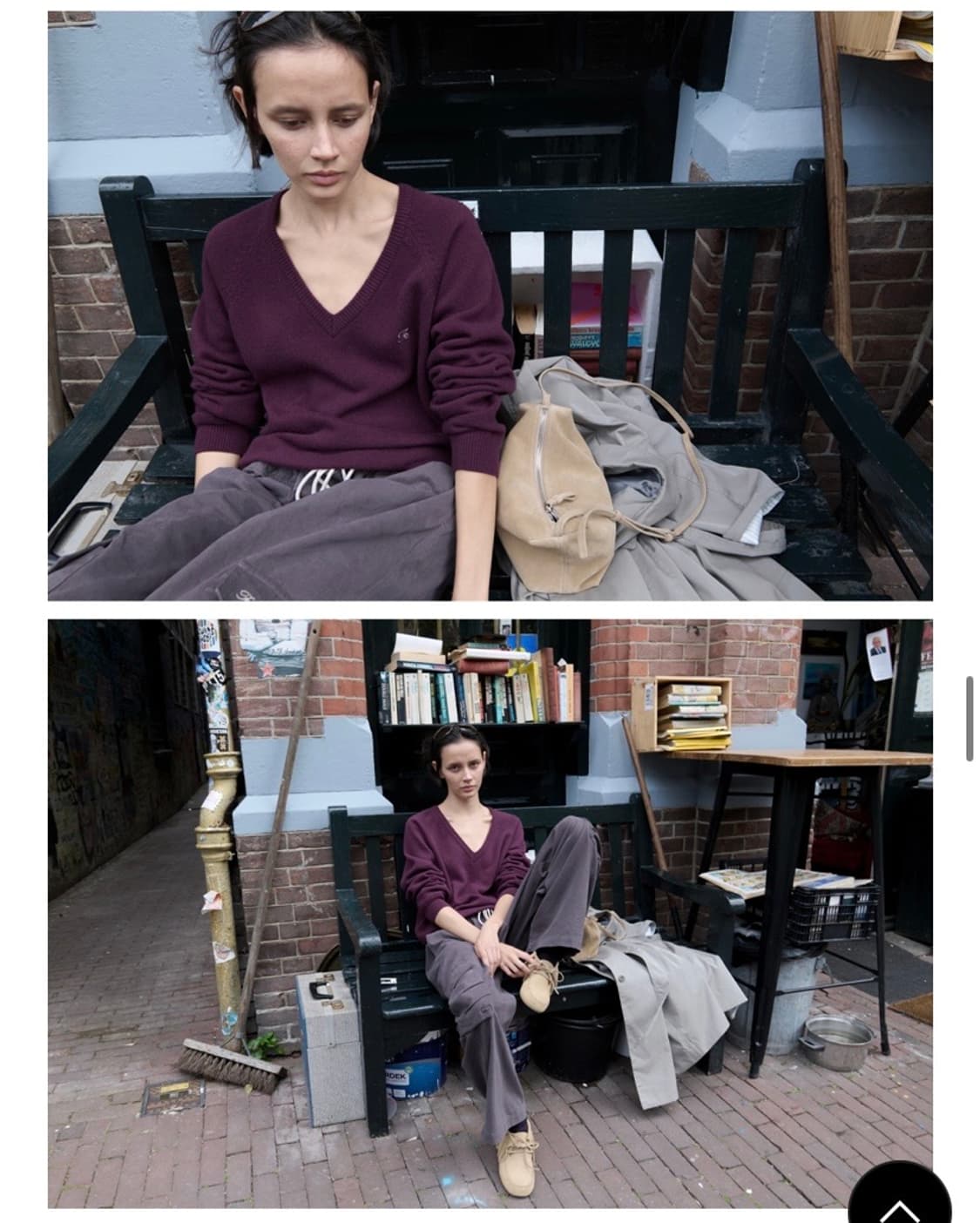 포에토 마일드 캐시미어 브이넥 니트 그레이프 상품이미지4