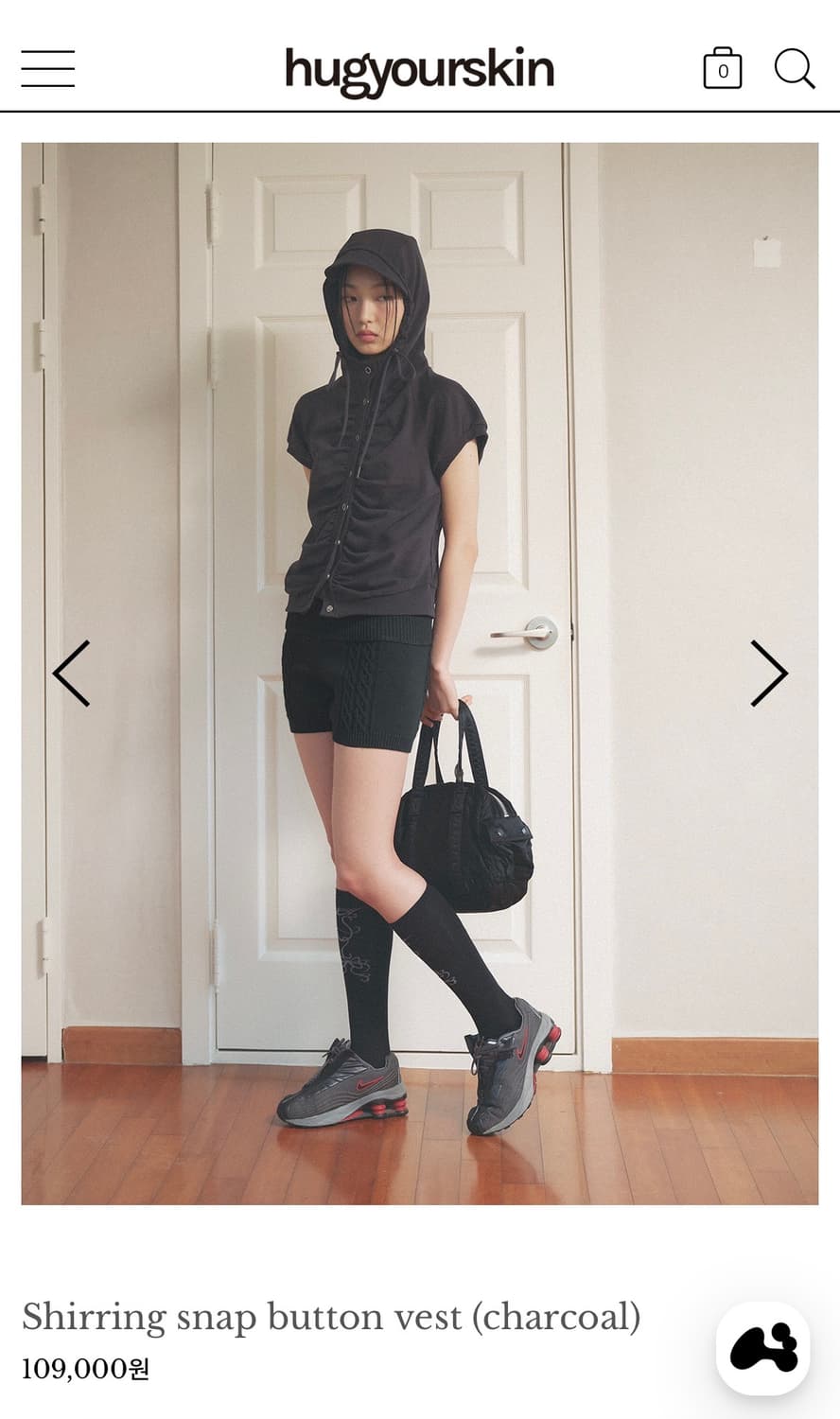 허그유어스킨 셔링 반팔 후드 상품이미지2