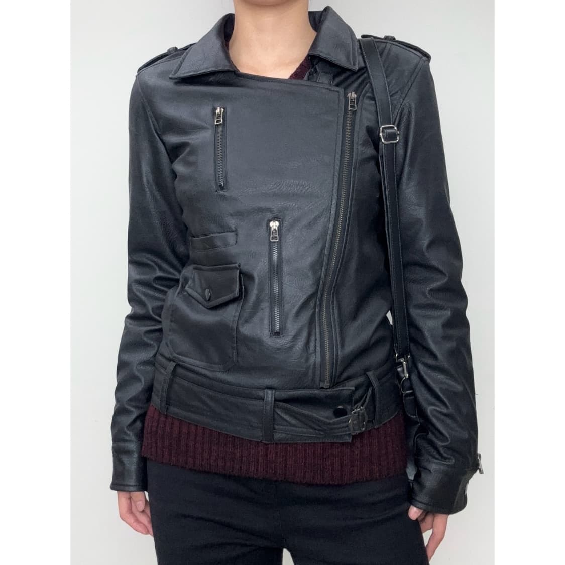 빈티지 블랙 레더 필드 자켓 락시크 상품이미지1