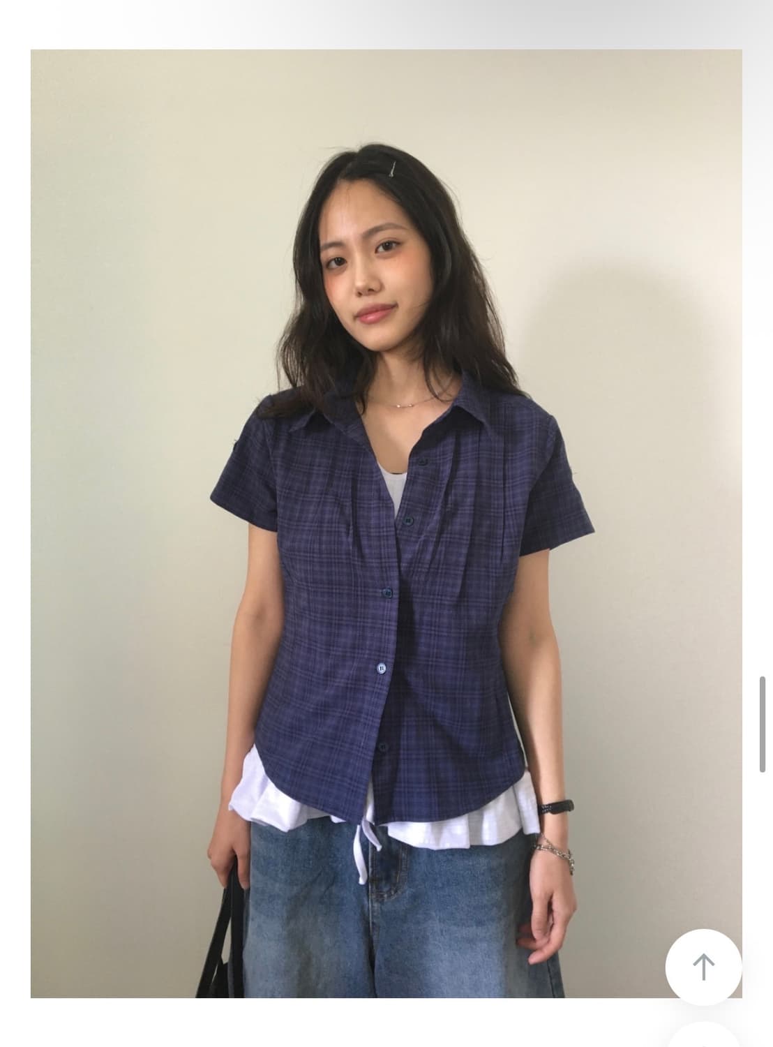 더기 롤업 핀턱 반팔 셔츠 상품이미지1