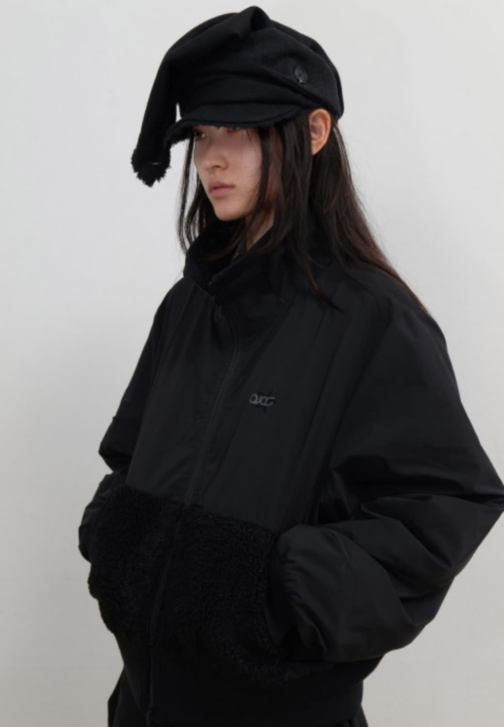 오호스 울캡 Scarf Veil Wool Cap / Black 상품이미지3