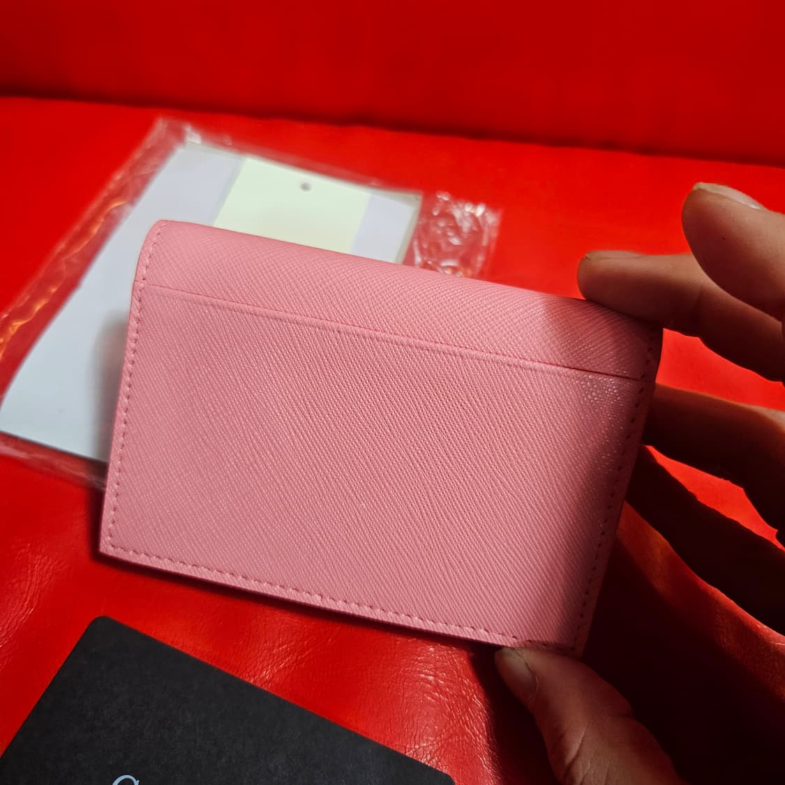 (새상품)칼린(CARLYN) 핑크 가죽 비버 카드지갑 상품이미지3