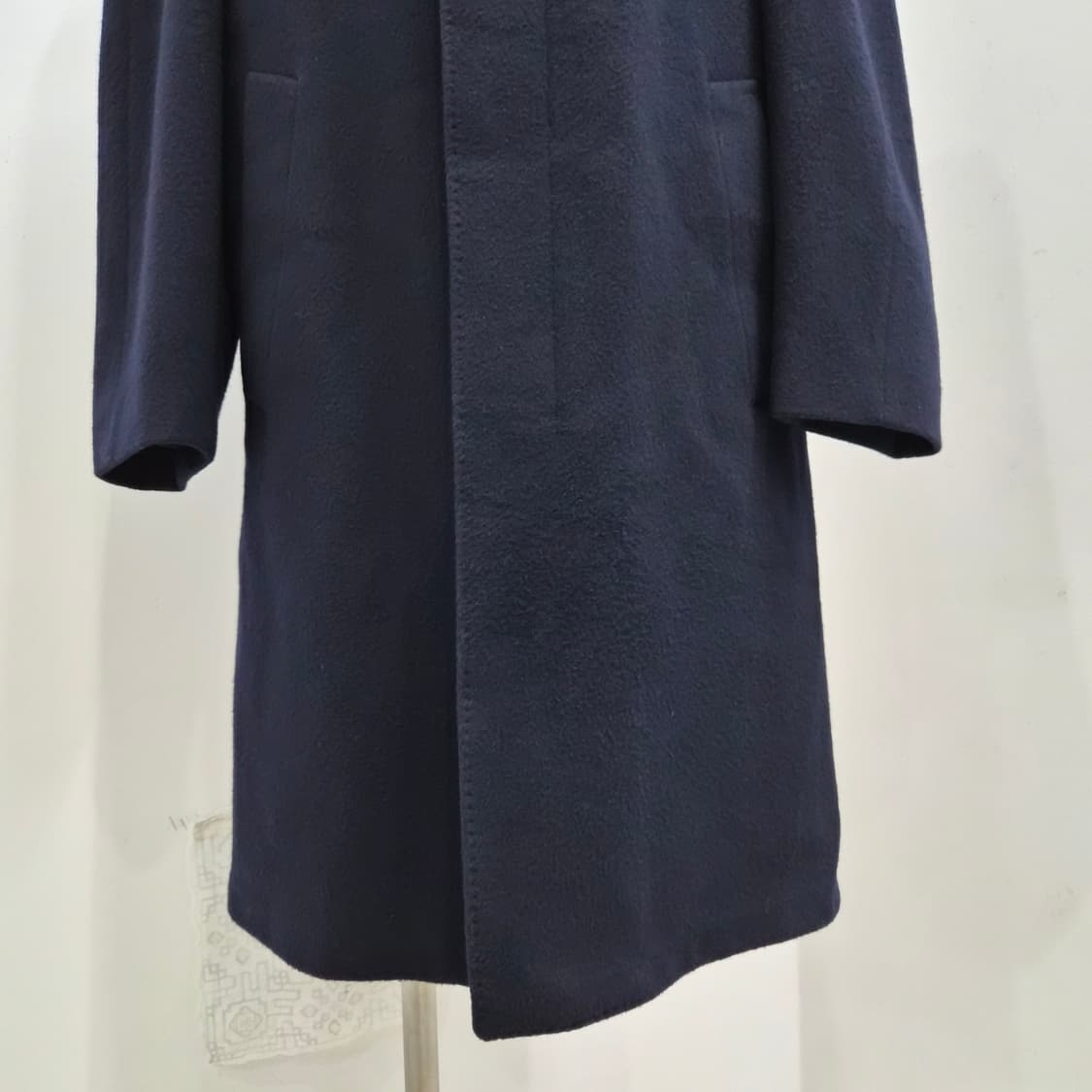 버진울80 캐시미어20 남녀공용 네이비 롱코트  상품이미지6