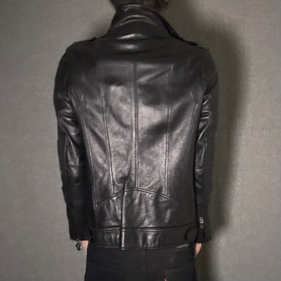 lamb skin black leather jacket 상품이미지4