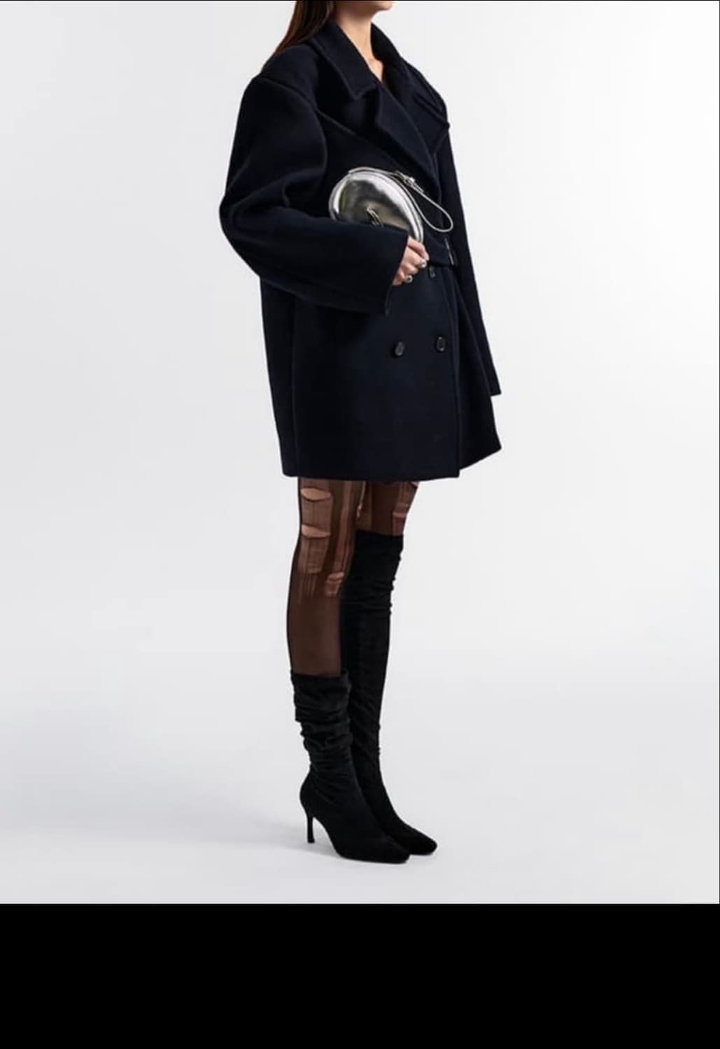 Side-belt half coat navy 상품이미지1