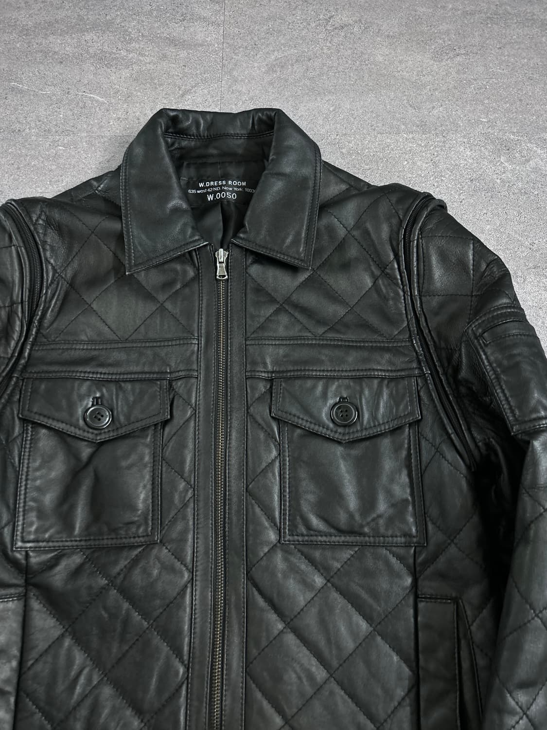 W.Dress Room 퀼티드 데터쳐블 레더 자켓 상품이미지4