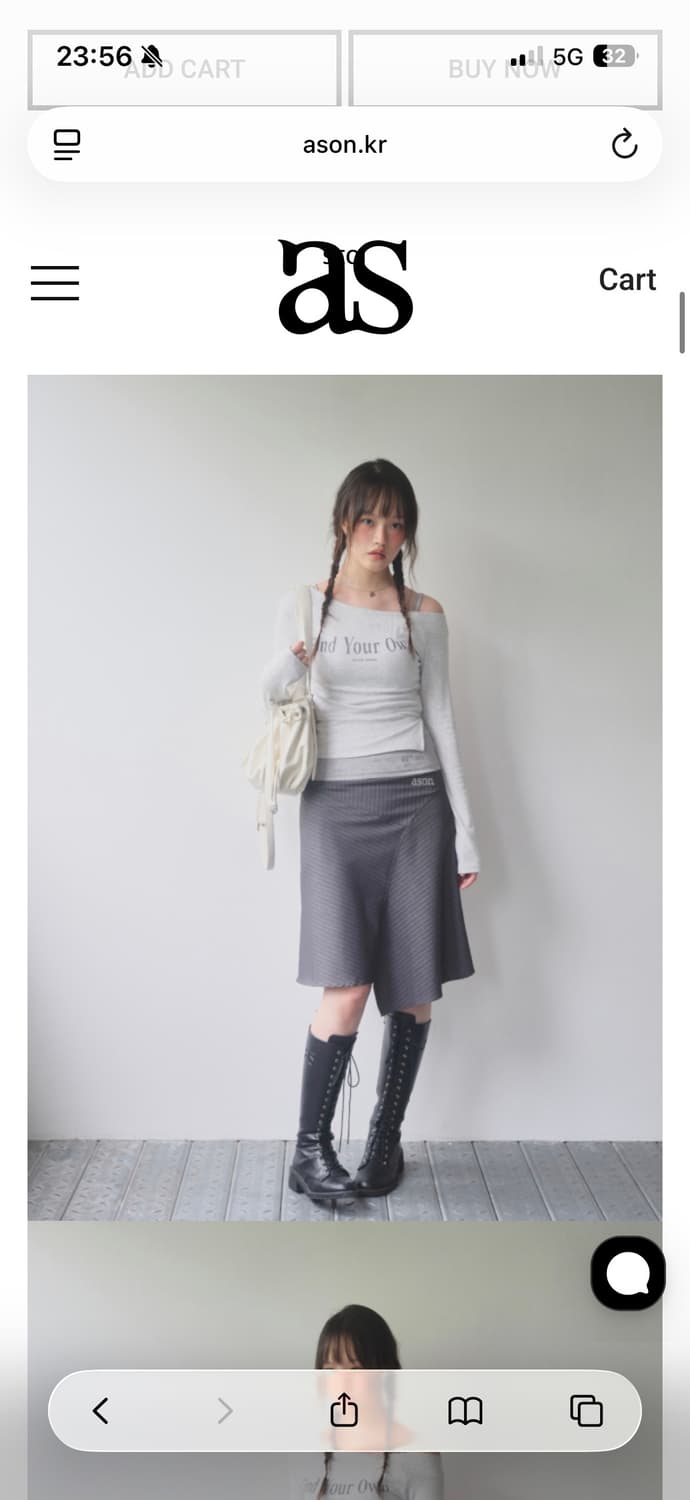 애즈온 PREPPY UNBALANCE SKIRT / GRAY 상품이미지1