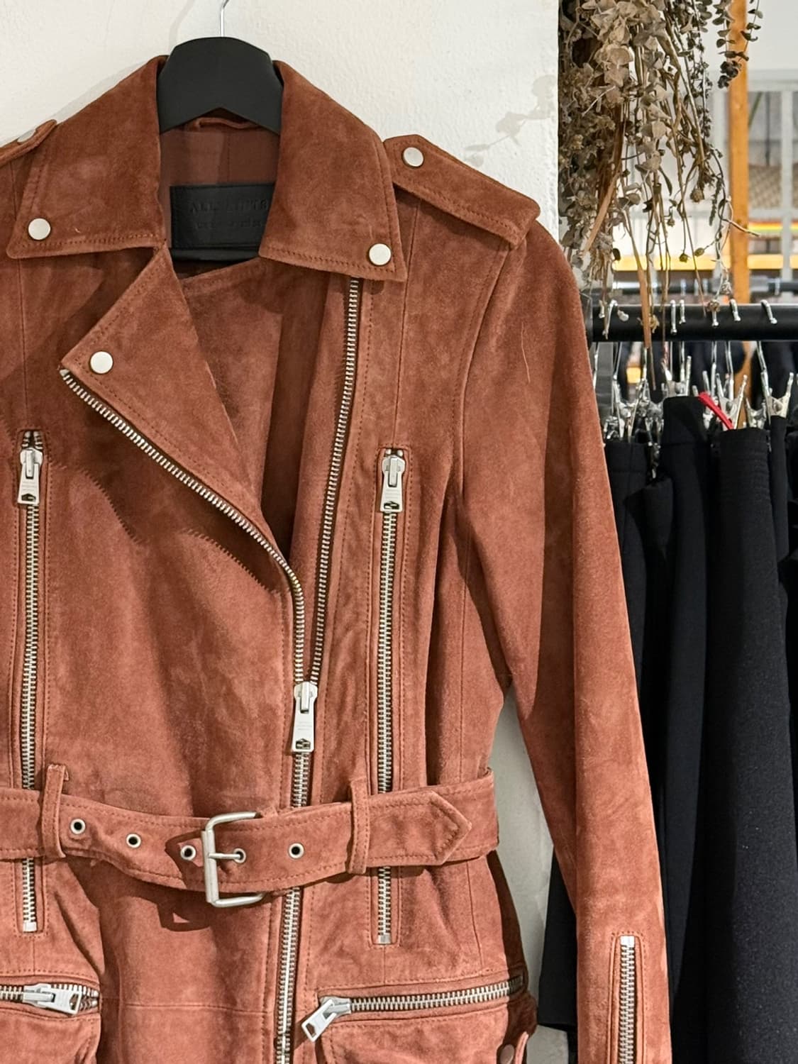 올세인츠 브릭브라운 고트 레더 스웨이드 트렌치 코트 상품이미지3