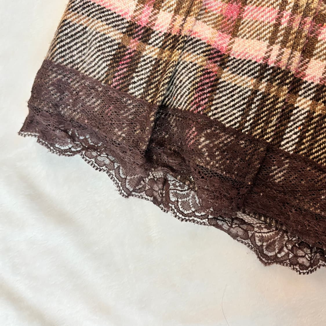 대대장 리즈리사 체크 플리츠 딸기초코 울 레이스 스커트 상품이미지4