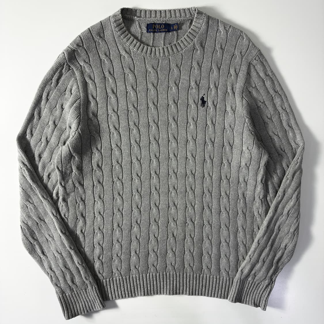 Polo 폴로 랄프로렌 멜란지 그레이 케이블 라운드 니트 상품이미지1