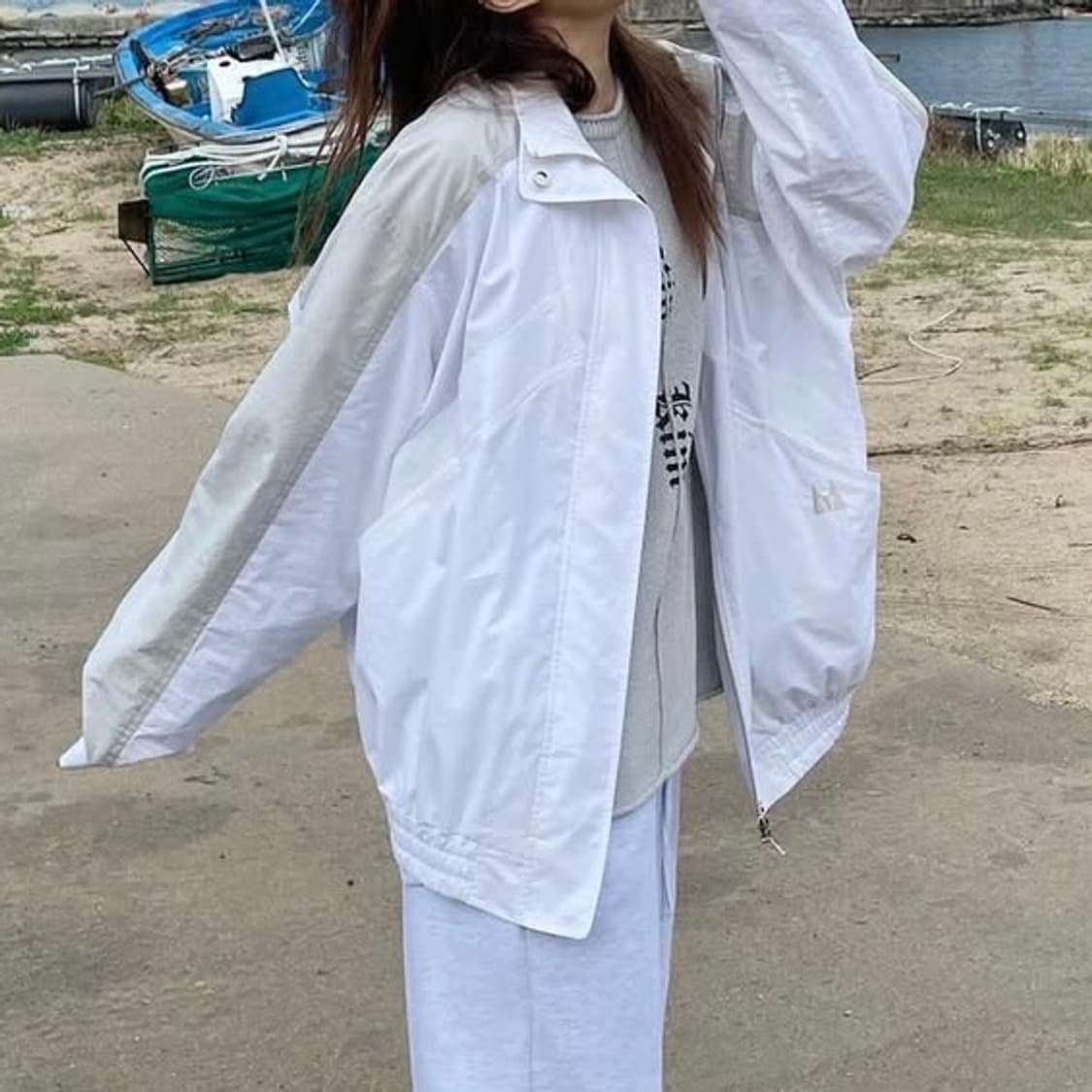 마뗑킴 코팅점퍼 화이트 상품이미지8